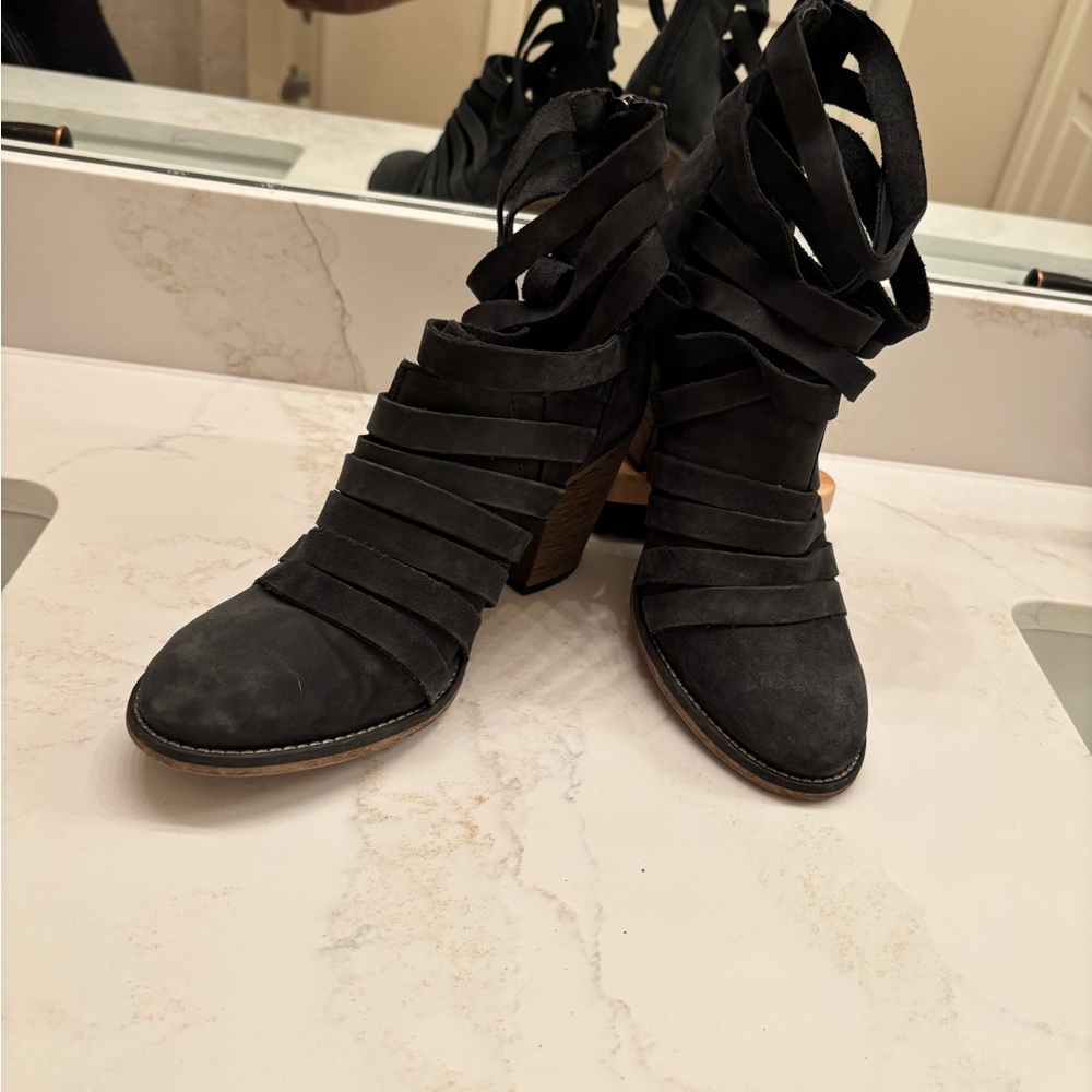 Free People Black strappy booties